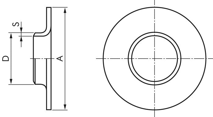 Vorschweißbördelscheibe DN150-PN10, 168,3x3,0mm, 1.4571