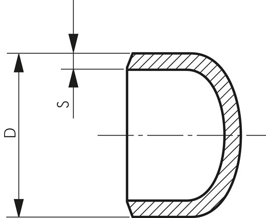 Bouchon de tuyau 219,1x3,0 mm, 1.4571, similaire à DIN 28011