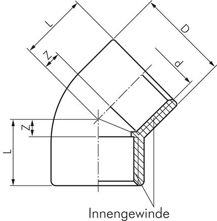 45°-Winkel Rp 4" (IG), PVC-U