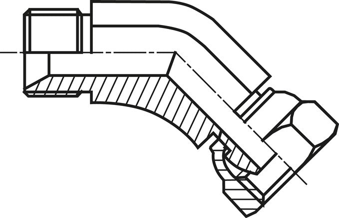 45°-Einschraubwinkel, 60°-Kegel, G 3/8", Stahl verzinkt