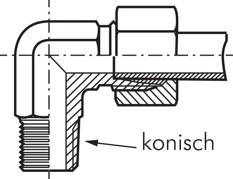 Vis à bague coupante d'angle. NPT 1/8"-8 L (M14x1,5), 1.4571