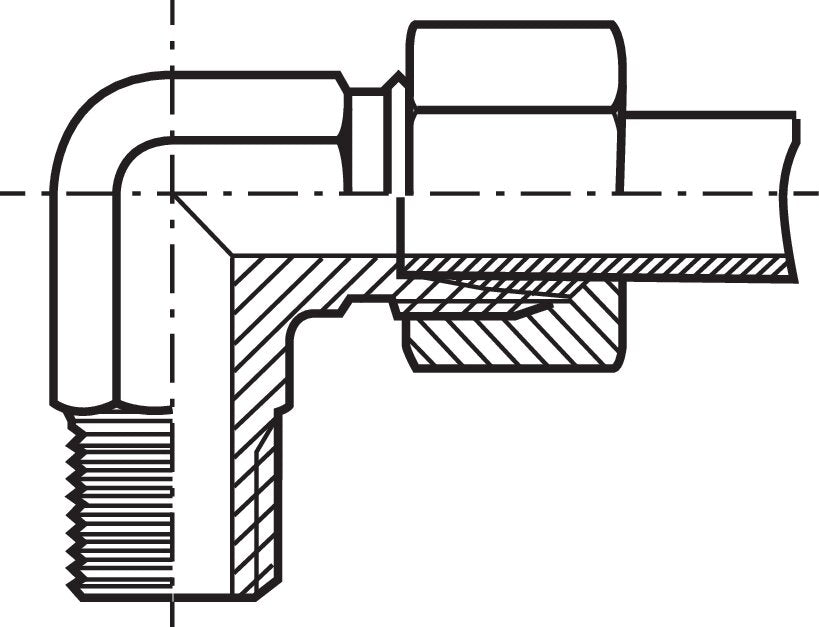 Winkel-Schneidringverschraub. G 3/4"-22 L (M30x2), ohne Mutter & Schneidring, Stahl verzinkt