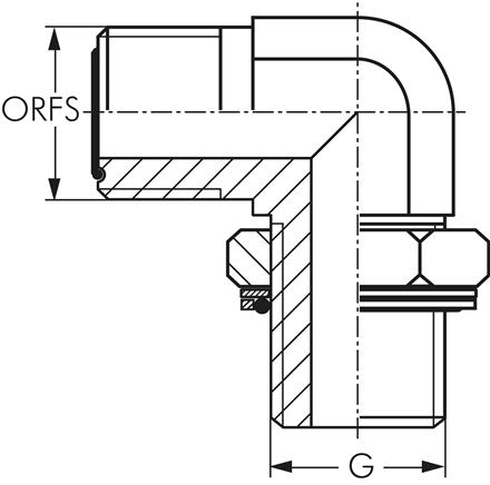 Raccord coudé ORFS à vis UN 1-11/16"-12-G 1-1/2"