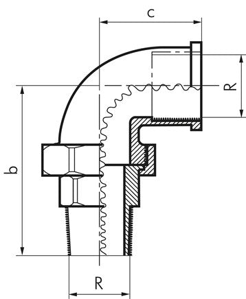 Winkel-Verschraubung flach dichtend Rp/R 1-1/2"(IG/AG)