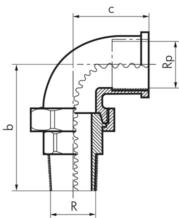 Winkel-Verschraubung konisch dichtend Rp/R 1/2"(IG/AG)