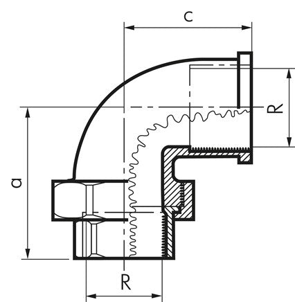 Winkel-Verschraubung flach dichtend Rp 1/2" (IG)