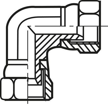 Raccord à vis coudé à 90°, UNF 7/8"-14 (JIC), acier galvanisé