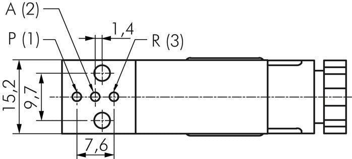 3/2-Wege Magnetventil, Flansch (7,6 x 9,7), Federrückstellung (NC), 115 V AC