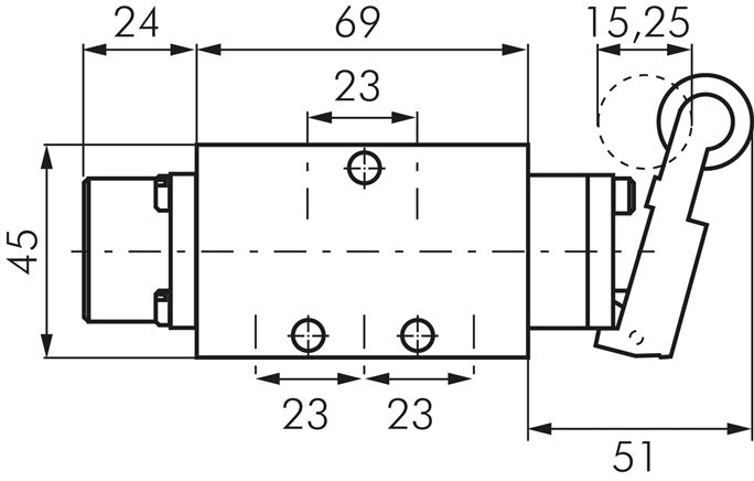 5/2-Wege-Endschalter, G 1/4", Rollenhebel, Edelstahl