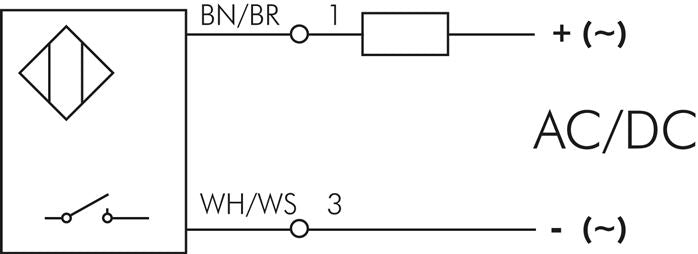 Zylinderschalter, 2-Leiter-Reed-Sensor, rote LED