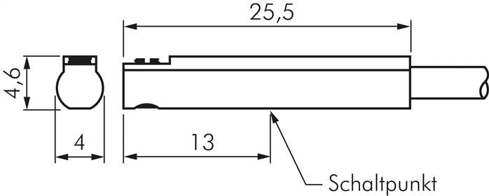 Zylinderschalter, 2-Leiter-Reed-Sensor, rote LED