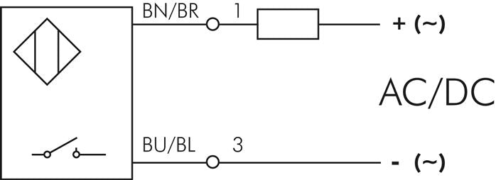 Zylinderschalter, 2-Leiter-Reed-Sensor, rote LED