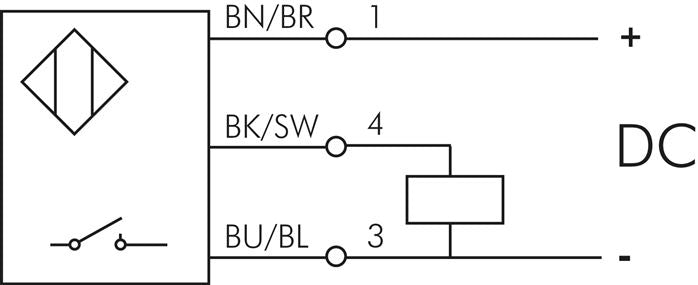 Zylinderschalter, vollelektronischer Sensor (verpolungssicher), grüne LED